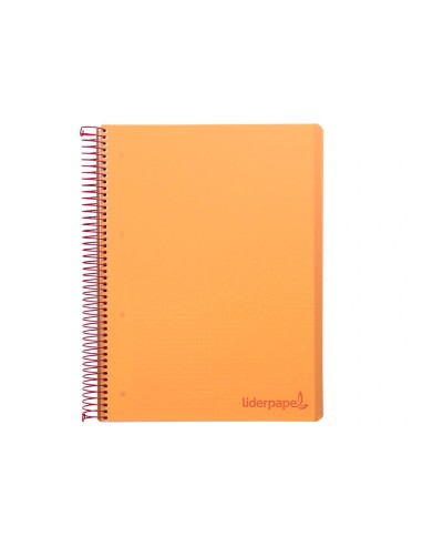 CI | Cuaderno espiral liderpapel a4 micro wonder tapa plastico 120h 90 gr cuadro 5 mm 5 banda4 taladros color naranja