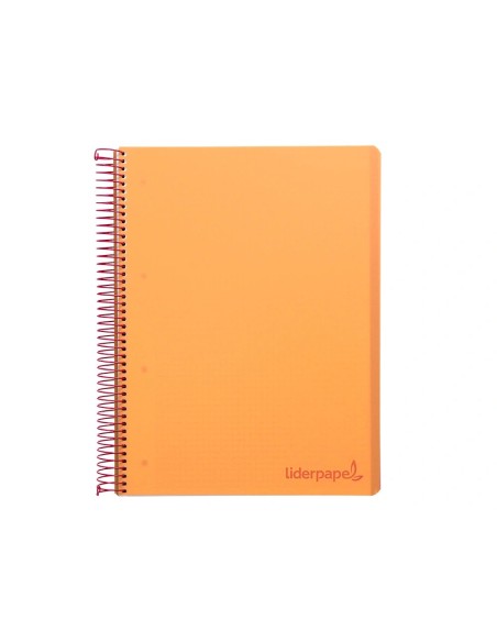 CI | Cuaderno espiral liderpapel a4 micro wonder tapa plastico 120h 90 gr cuadro 5 mm 5 banda4 taladros color naranja