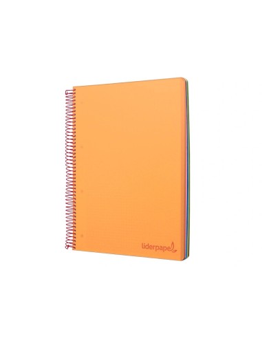CI | Cuaderno espiral liderpapel a4 micro wonder tapa plastico 120h 90 gr cuadro 5 mm 5 banda4 taladros color naranja