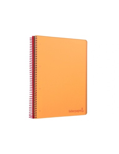 CI | Cuaderno espiral liderpapel a4 micro wonder tapa plastico 120h 90 gr cuadro 5 mm 5 banda4 taladros color naranja