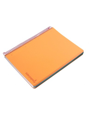 CI | Cuaderno espiral liderpapel a4 micro wonder tapa plastico 120h 90 gr cuadro 5 mm 5 banda4 taladros color naranja