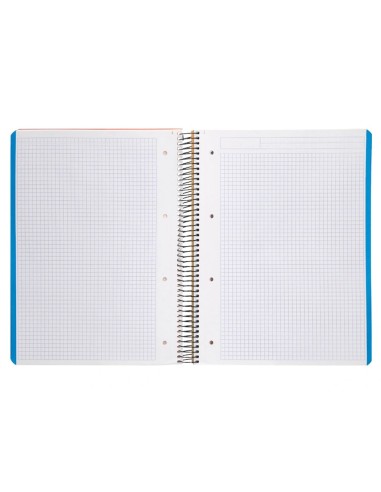 CI | Cuaderno espiral liderpapel a4 micro wonder tapa plastico 120h 90 gr cuadro 5 mm 5 banda4 taladros color naranja