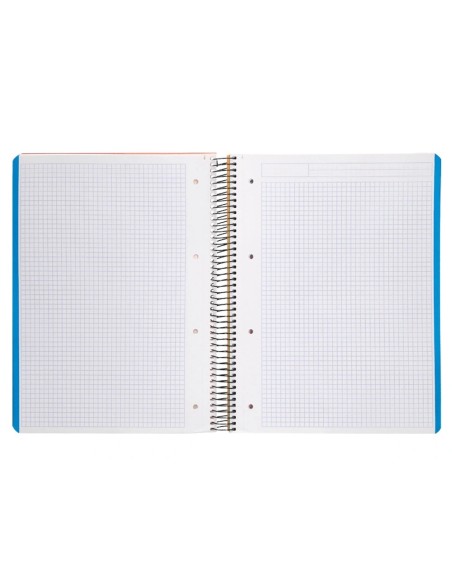 CI | Cuaderno espiral liderpapel a4 micro wonder tapa plastico 120h 90 gr cuadro 5 mm 5 banda4 taladros color naranja