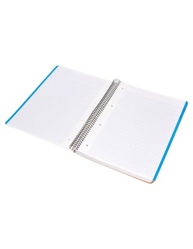 CI | Cuaderno espiral liderpapel a4 micro wonder tapa plastico 120h 90 gr cuadro 5 mm 5 banda4 taladros color naranja