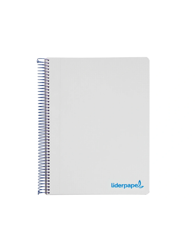 CI | Cuaderno espiral liderpapel a4 micro wonder tapa plastico 120h 90 gr cuadro 5 mm 5 bandas 4 taladros color gris