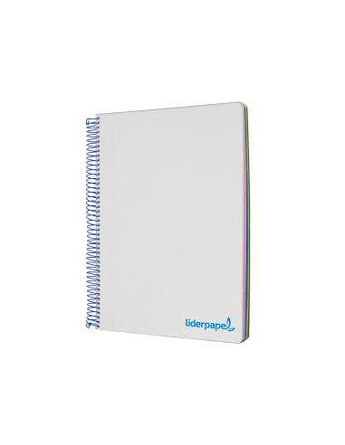 CI | Cuaderno espiral liderpapel a4 micro wonder tapa plastico 120h 90 gr cuadro 5 mm 5 bandas 4 taladros color gris