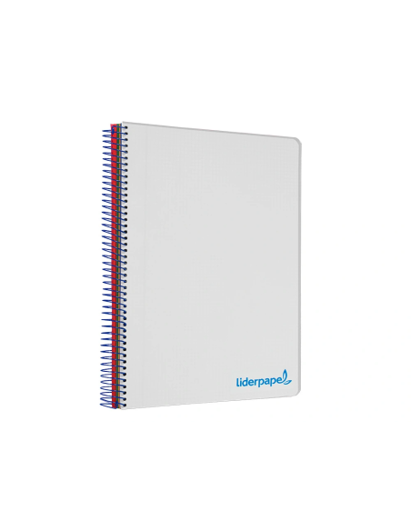 CI | Cuaderno espiral liderpapel a4 micro wonder tapa plastico 120h 90 gr cuadro 5 mm 5 bandas 4 taladros color gris