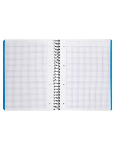 CI | Cuaderno espiral liderpapel a4 micro wonder tapa plastico 120h 90 gr cuadro 5 mm 5 bandas 4 taladros color gris
