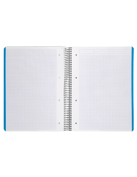 CI | Cuaderno espiral liderpapel a4 micro wonder tapa plastico 120h 90 gr cuadro 5 mm 5 bandas 4 taladros color gris