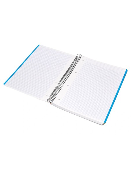 CI | Cuaderno espiral liderpapel a4 micro wonder tapa plastico 120h 90 gr cuadro 5 mm 5 bandas 4 taladros color gris