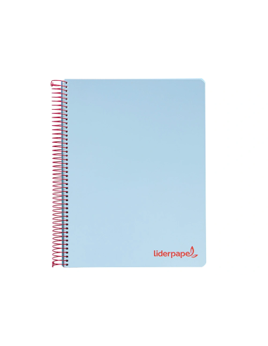 CI | Cuaderno espiral liderpapel a4 micro wonder tapa plastico 120h 90 gr cuadro 5 mm 5 banda4 taladros color celeste