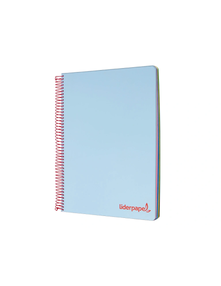 CI | Cuaderno espiral liderpapel a4 micro wonder tapa plastico 120h 90 gr cuadro 5 mm 5 banda4 taladros color celeste