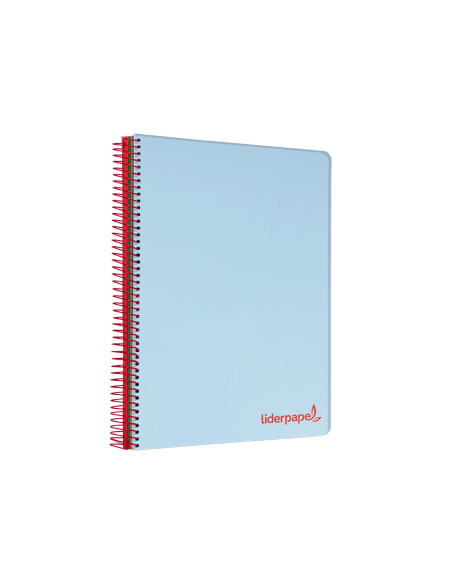 CI | Cuaderno espiral liderpapel a4 micro wonder tapa plastico 120h 90 gr cuadro 5 mm 5 banda4 taladros color celeste