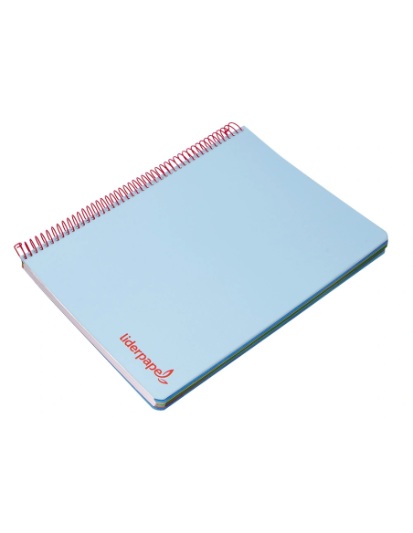 CI | Cuaderno espiral liderpapel a4 micro wonder tapa plastico 120h 90 gr cuadro 5 mm 5 banda4 taladros color celeste