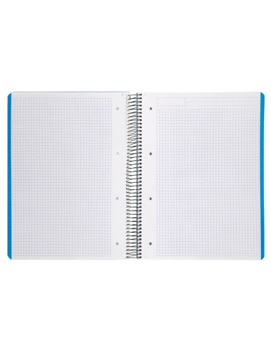 CI | Cuaderno espiral liderpapel a4 micro wonder tapa plastico 120h 90 gr cuadro 5 mm 5 banda4 taladros color celeste