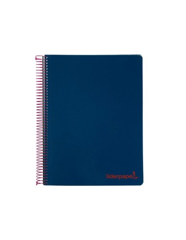 CI | Cuaderno espiral liderpapel a4 micro wonder tapa plastico 120h 90 gr cuadro 5 mm 5 banda4 taladros color azul marino
