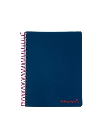 CI | Cuaderno espiral liderpapel a4 micro wonder tapa plastico 120h 90 gr cuadro 5 mm 5 banda4 taladros color azul marino