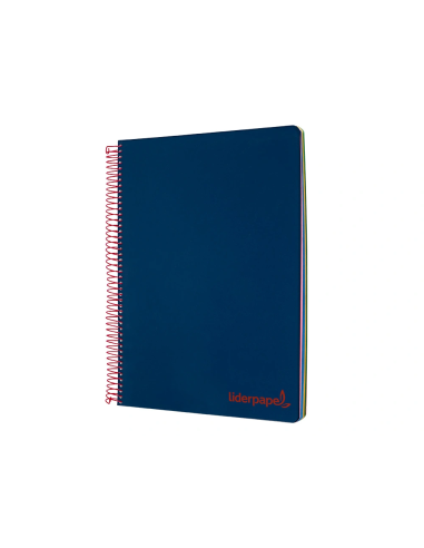 CI | Cuaderno espiral liderpapel a4 micro wonder tapa plastico 120h 90 gr cuadro 5 mm 5 banda4 taladros color azul marino
