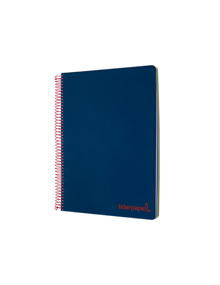CI | Cuaderno espiral liderpapel a4 micro wonder tapa plastico 120h 90 gr cuadro 5 mm 5 banda4 taladros color azul marino