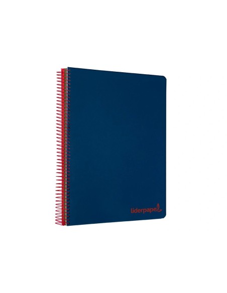 CI | Cuaderno espiral liderpapel a4 micro wonder tapa plastico 120h 90 gr cuadro 5 mm 5 banda4 taladros color azul marino