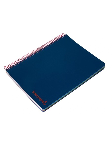 CI | Cuaderno espiral liderpapel a4 micro wonder tapa plastico 120h 90 gr cuadro 5 mm 5 banda4 taladros color azul marino