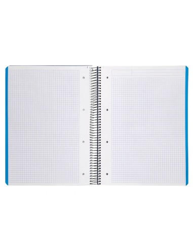CI | Cuaderno espiral liderpapel a4 micro wonder tapa plastico 120h 90 gr cuadro 5 mm 5 banda4 taladros color azul marino