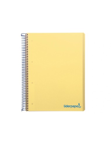 CI | Cuaderno espiral liderpapel a4 micro wonder tapa plastico 120h 90 gr cuadro 5 mm 5 banda4 taladros color amarillo