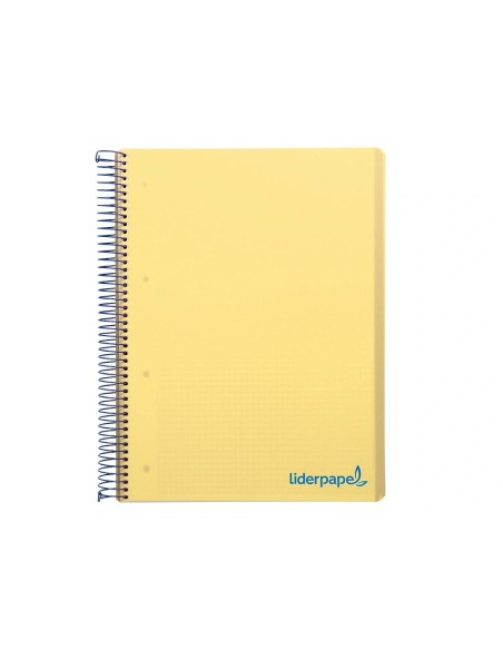 CI | Cuaderno espiral liderpapel a4 micro wonder tapa plastico 120h 90 gr cuadro 5 mm 5 banda4 taladros color amarillo