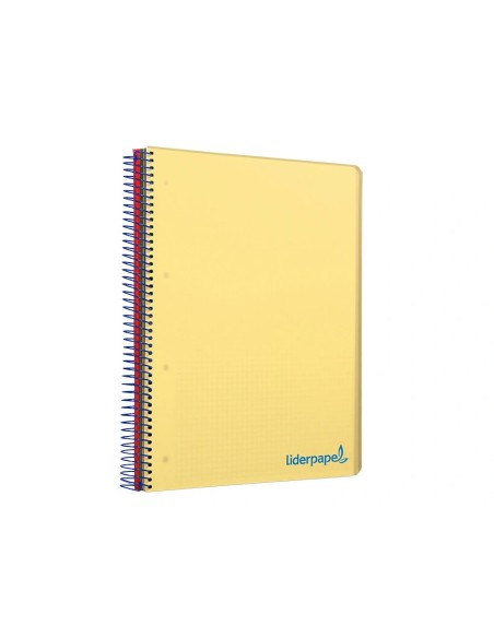 CI | Cuaderno espiral liderpapel a4 micro wonder tapa plastico 120h 90 gr cuadro 5 mm 5 banda4 taladros color amarillo