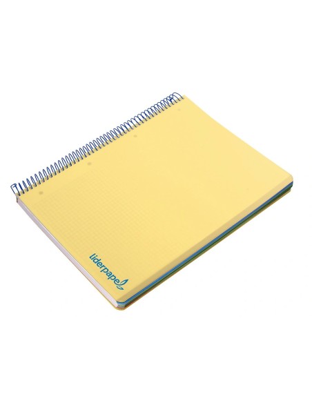 CI | Cuaderno espiral liderpapel a4 micro wonder tapa plastico 120h 90 gr cuadro 5 mm 5 banda4 taladros color amarillo