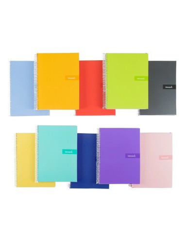 CI | Cuaderno espiral liderpapel a5 crafty tapa forrada 80h 90 gr pauta estrecha 2,5mm con margen colores surtidos