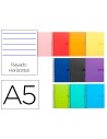CI | Cuaderno espiral liderpapel a5 crafty tapa forrada 80h 90 gr rayado horizontal con margen colores surtidos