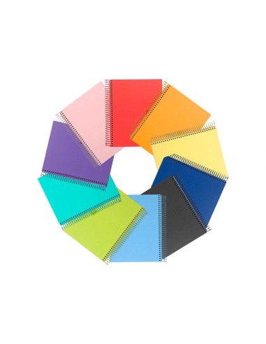 CI | Cuaderno espiral liderpapel a5 crafty tapa forrada 80h 90 gr cuadro 4 mm con margen colores surtidos