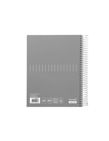 CI | Cuaderno espiral liderpapel a5 crafty tapa forrada 80h 90 gr cuadro 4 mm con margen colores surtidos
