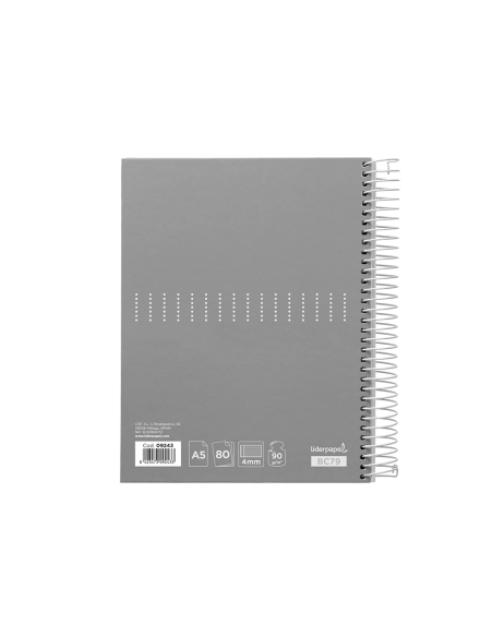 CI | Cuaderno espiral liderpapel a5 crafty tapa forrada 80h 90 gr cuadro 4 mm con margen colores surtidos