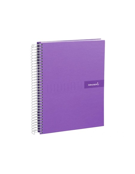 CI | Cuaderno espiral liderpapel a4 micro crafty tapa forrada 120h 90gr cuadro 5mm 5 bandas 4 taladros color violeta