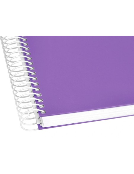 CI | Cuaderno espiral liderpapel a4 micro crafty tapa forrada 120h 90gr cuadro 5mm 5 bandas 4 taladros color violeta