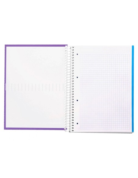 CI | Cuaderno espiral liderpapel a4 micro crafty tapa forrada 120h 90gr cuadro 5mm 5 bandas 4 taladros color violeta