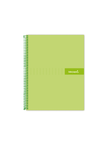 CI | Cuaderno espiral liderpapel a4 micro crafty tapa forrada 120h 90 gr cuadro 5 mm 5 bandas 4 colores color verde