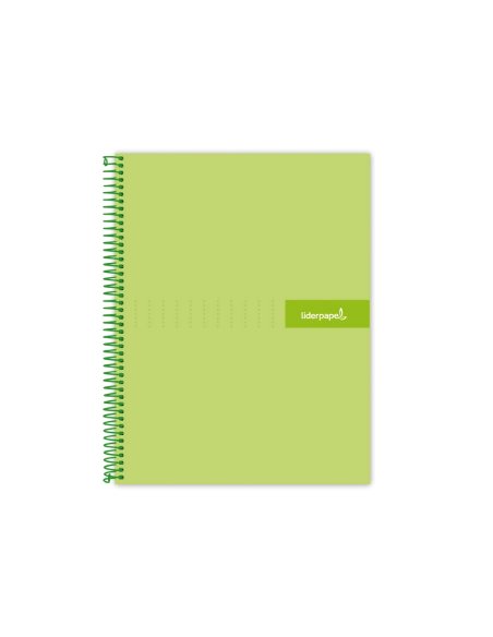 CI | Cuaderno espiral liderpapel a4 micro crafty tapa forrada 120h 90 gr cuadro 5 mm 5 bandas 4 colores color verde