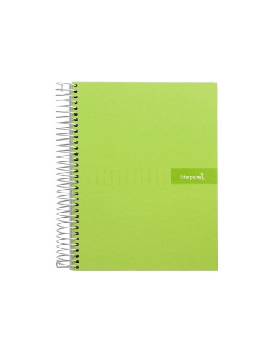 CI | Cuaderno espiral liderpapel a4 micro crafty tapa forrada 120h 90 gr cuadro 5 mm 5 bandas 4 colores color verde