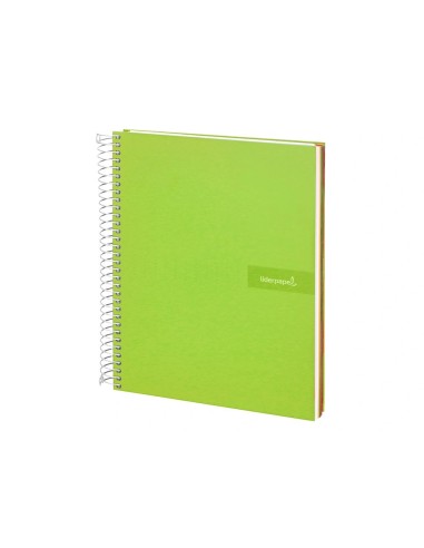 CI | Cuaderno espiral liderpapel a4 micro crafty tapa forrada 120h 90 gr cuadro 5 mm 5 bandas 4 colores color verde