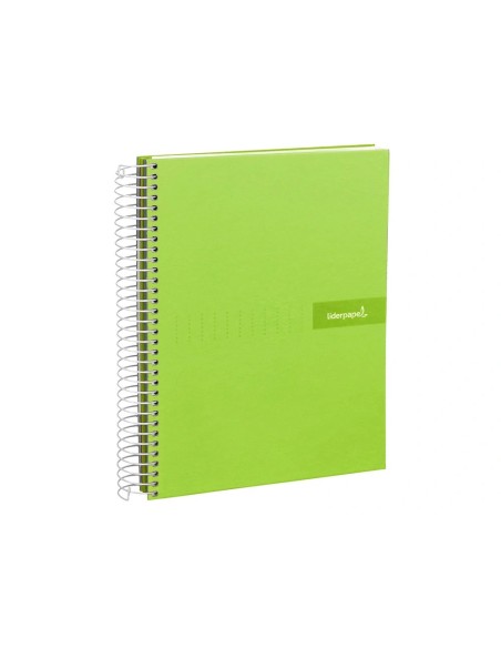 CI | Cuaderno espiral liderpapel a4 micro crafty tapa forrada 120h 90 gr cuadro 5 mm 5 bandas 4 colores color verde