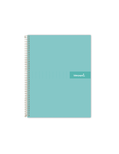 CI | Cuaderno espiral liderpapel a4 micro crafty tapa forrada 120h 90gr cuadro 5mm 5 bandas 4 taladros color turquesa