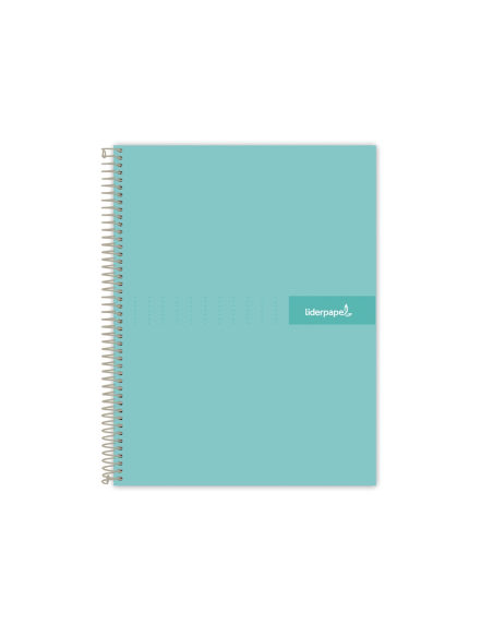 CI | Cuaderno espiral liderpapel a4 micro crafty tapa forrada 120h 90gr cuadro 5mm 5 bandas 4 taladros color turquesa