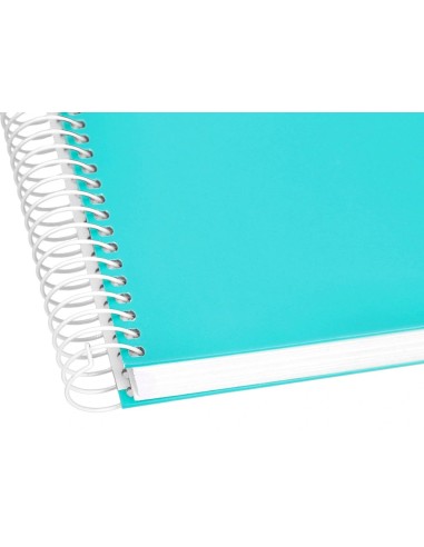 CI | Cuaderno espiral liderpapel a4 micro crafty tapa forrada 120h 90gr cuadro 5mm 5 bandas 4 taladros color turquesa