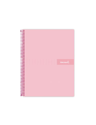 CI | Cuaderno espiral liderpapel a4 micro crafty tapa forrada 120h 90 gr cuadro 5 mm 5 bandas 4 colores color rosa