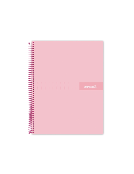 CI | Cuaderno espiral liderpapel a4 micro crafty tapa forrada 120h 90 gr cuadro 5 mm 5 bandas 4 colores color rosa