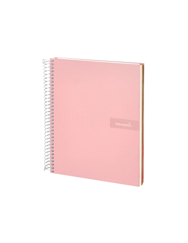 CI | Cuaderno espiral liderpapel a4 micro crafty tapa forrada 120h 90 gr cuadro 5 mm 5 bandas 4 colores color rosa