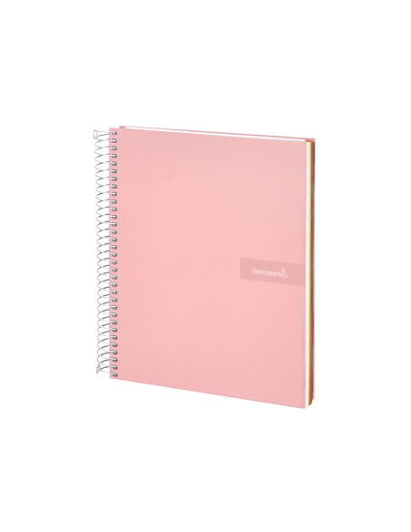CI | Cuaderno espiral liderpapel a4 micro crafty tapa forrada 120h 90 gr cuadro 5 mm 5 bandas 4 colores color rosa